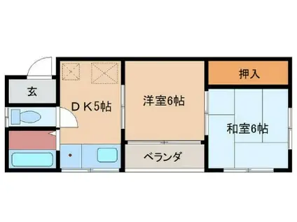 ハピネス(2DK/1階)の間取り写真