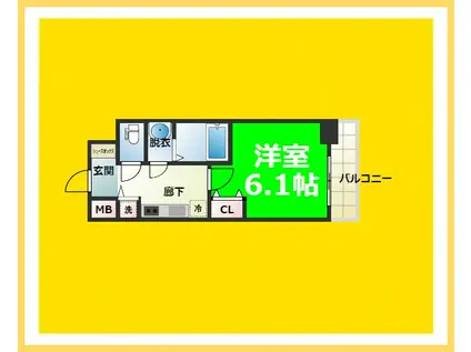 プレサンスタワー難波ウエスト(1K/8階)の間取り写真