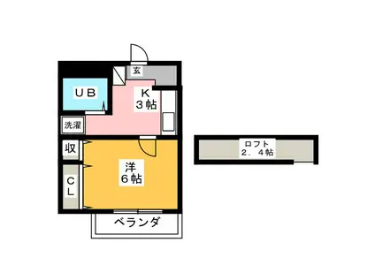 鵠沼シーサイドテラス(1K/2階)の間取り写真