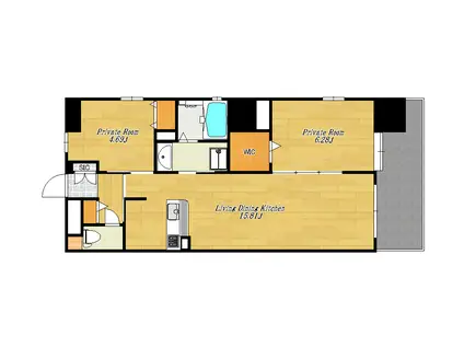 THE GRAND WASHU 堺町(2LDK/13階)の間取り写真