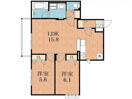 DEMEURE CRECIA I(2LDK/2階)の間取り写真