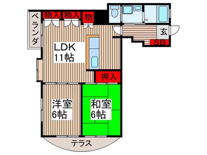 コープ愛宕(2LDK/1階)の間取り写真