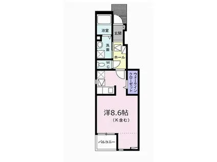 イリゼII(ワンルーム/1階)の間取り写真