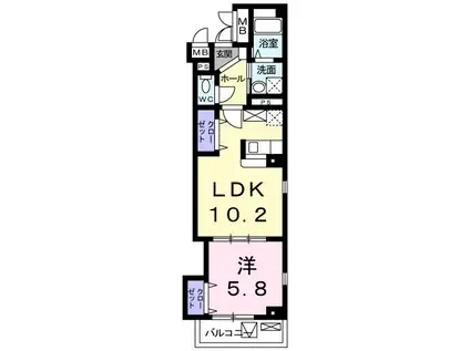 アバンシェル住吉橋(1LDK/3階)の間取り写真