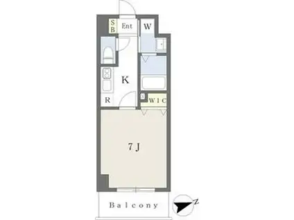 プレイズシード車道アベニュー(1K/4階)の間取り写真