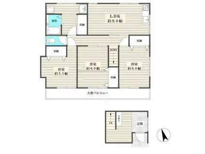 レジデンスオブ小石川(3LDK/2階)の間取り写真