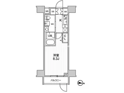 ジェノヴィア三ノ輪IIスカイガーデン(1K/8階)の間取り写真