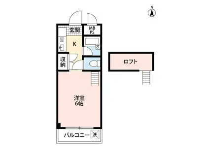 サンジェール草加(ワンルーム/1階)の間取り写真