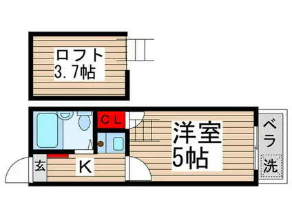 HEBRON(1K/2階)の間取り写真