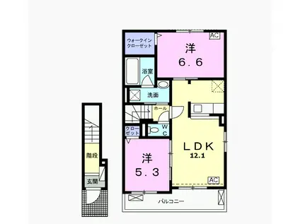 コンフォート長松III(2LDK/2階)の間取り写真