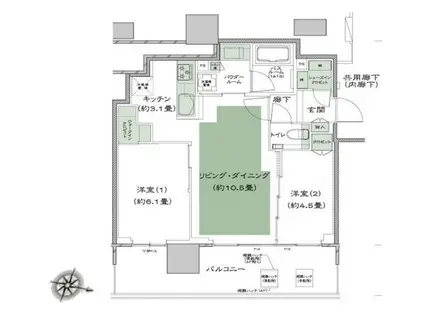 シティタワーズ板橋大山サウスタワー(2LDK/5階)の間取り写真