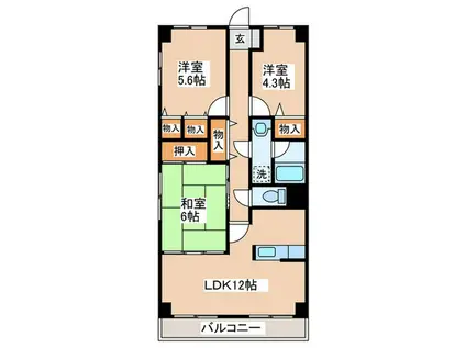 ロイヤルコート寒川(3LDK/3階)の間取り写真