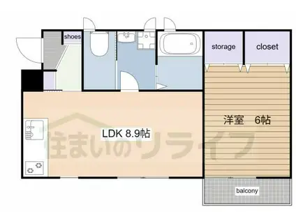 カノン猪田(1LDK/1階)の間取り写真