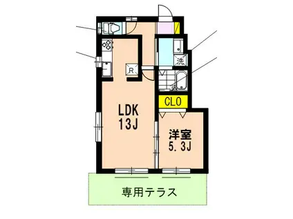 メゾンアムール(1LDK/1階)の間取り写真