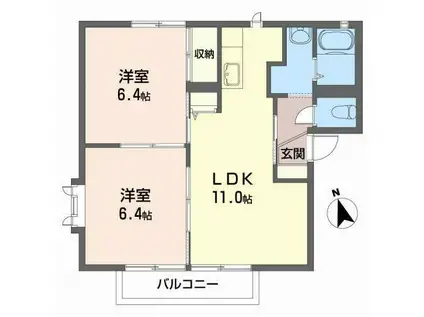 ラ.フォーレス(2LDK/2階)の間取り写真