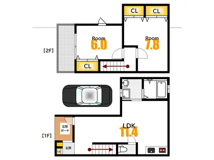 PKHOUSE(2LDK/1階)の間取り写真