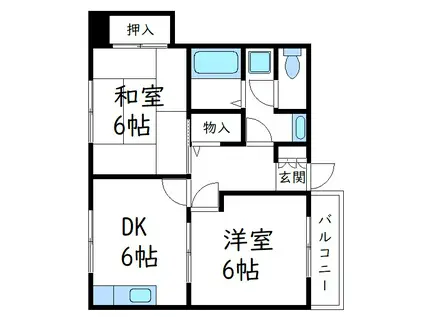 エーデルヴィラ(2DK/1階)の間取り写真
