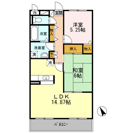 コート辻(2LDK/3階)の間取り写真