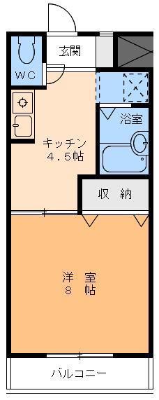 プティボワ(1DK/3階)の間取り写真