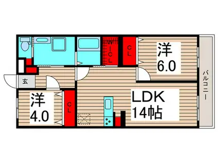 鳥之海マンション(2LDK/2階)の間取り写真