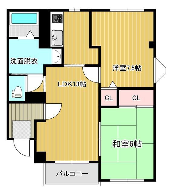 パストラル・グリーンA棟(2LDK/3階)の間取り写真