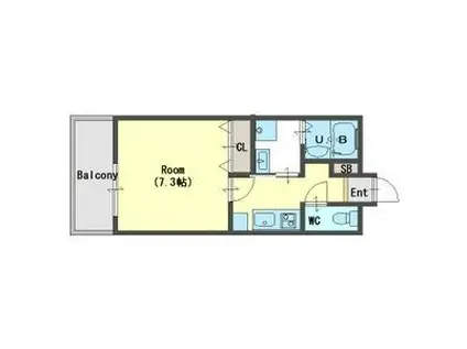 アルペジオ三宮(ワンルーム/6階)の間取り写真