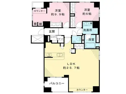 クレッセント新横浜イルドマーニ(2LDK/7階)の間取り写真