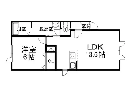 ヒナーレIII(1DK/1階)の間取り写真