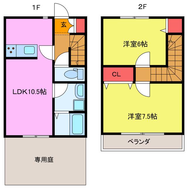 フロレゾンアサウミ(2LDK/1階)の間取り写真