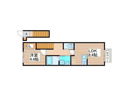 クラシア富沢(1LDK/2階)の間取り写真