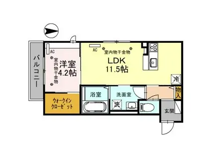 DH・アンソレイユ沖町(1LDK/3階)の間取り写真