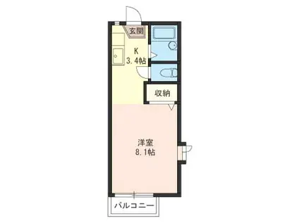 ヴィラN-A(ワンルーム/1階)の間取り写真