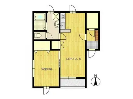 ファミーユ シャトー B(1LDK/1階)の間取り写真