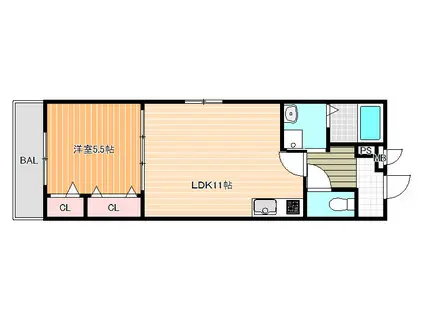 フジパレス教興寺II(1LDK/1階)の間取り写真