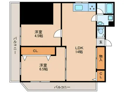 木杉ビル(2LDK/4階)の間取り写真