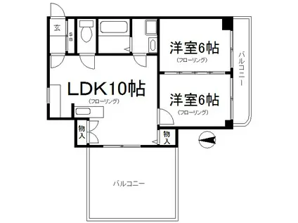 岩井ハイツ(2LDK/4階)の間取り写真