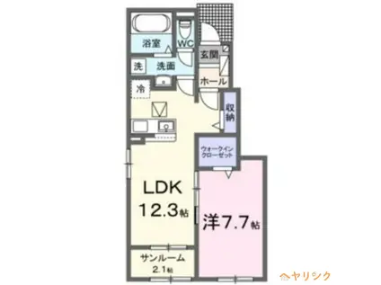 エア ウイング コートI(1LDK/1階)の間取り写真