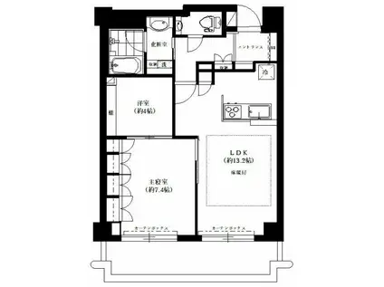 ピアースコード代々木参宮橋(2LDK/3階)の間取り写真