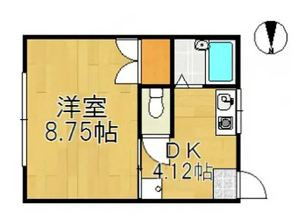 ハイコーポ二子(1DK/2階)の間取り写真