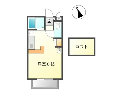 ベルメゾン伍番館(ワンルーム/1階)の間取り写真