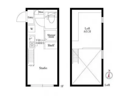 ハーモニーテラス東駒形(ワンルーム/1階)の間取り写真