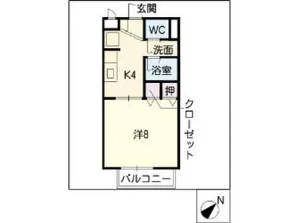 リバーサイドハイツ(1K/1階)の間取り写真