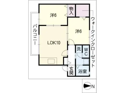ルウエスト西味鋺(2LDK/2階)の間取り写真