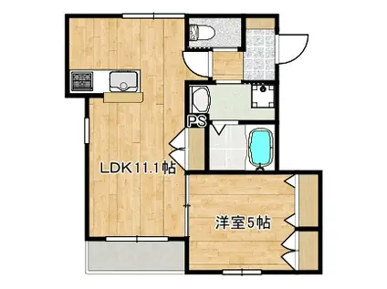 LEAF MARCHE(1LDK/2階)の間取り写真