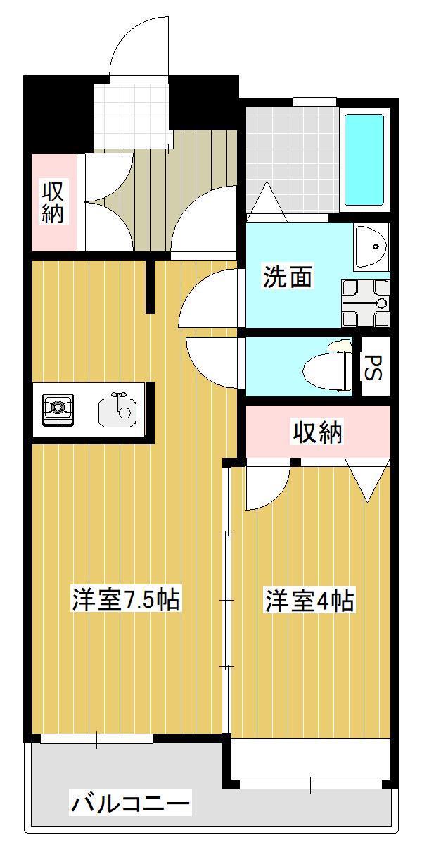 みついビル(1DK/7階)の間取り写真