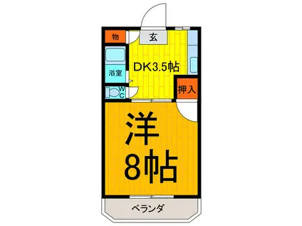 サンシティ鳴門3(1DK/1階)の間取り写真