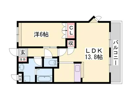 MICKEY GARDEN 壱番館(1LDK/2階)の間取り写真