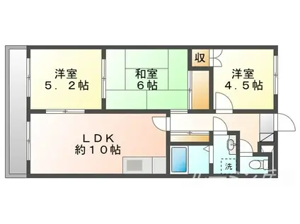 フェリスカーザ(3LDK/2階)の間取り写真