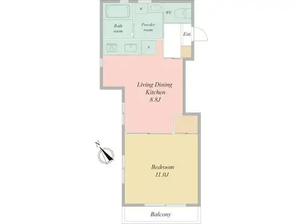 ハウスパティオ(1LDK/1階)の間取り写真