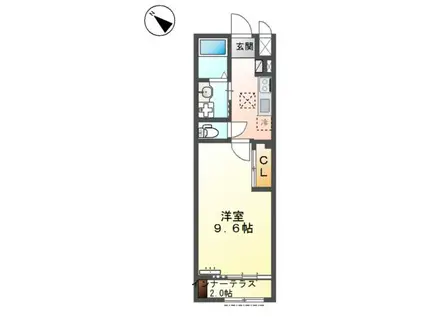 阿見町岡崎アパート(1K/1階)の間取り写真